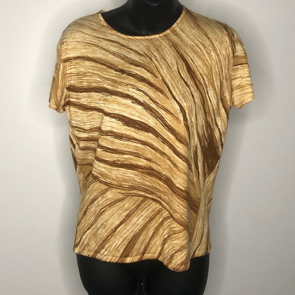 TSE Multicolored Abstract Print Short Sleeve Silk/Cashmere Knit Top L - Picture 1 of 6